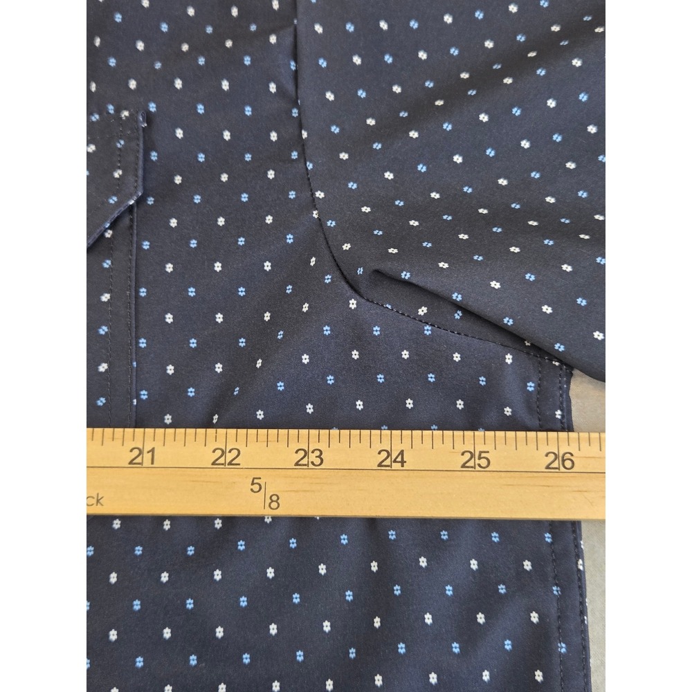 Kenneth Cole Reaction Men's 2X Button Up Short Sleeve Shirt Blue Floral Dot - Picture 5 of 10